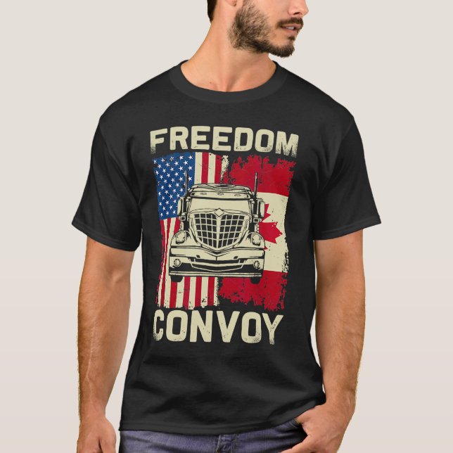 Freedom Convoy 2022 Support Canadian Truckers Mand T-Shirt (Vorderseite)
