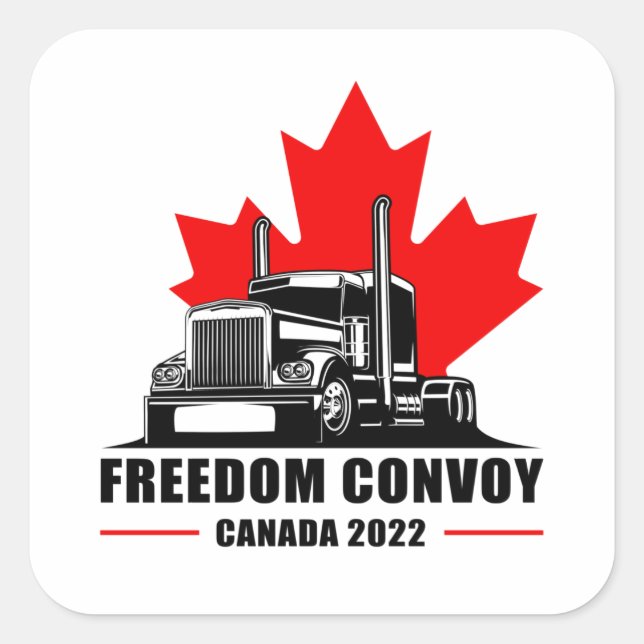 Freedom Convoy 2022 United Canadian Patriot Trucke Quadratischer Aufkleber (Vorderseite)