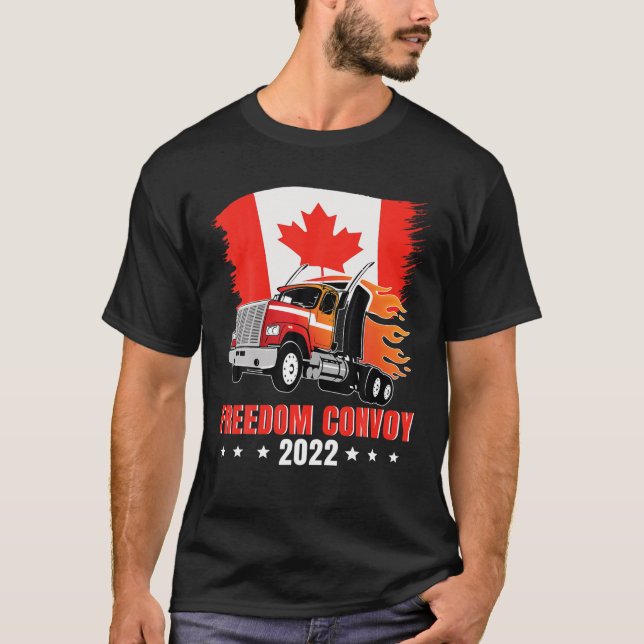 Freedom Convoy 2022 USA Kanada Flag Truck T-Shirt (Vorderseite)
