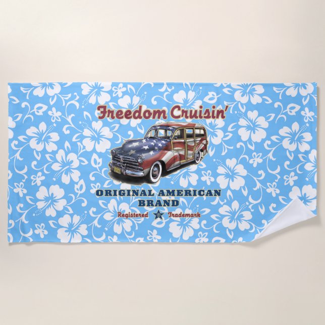 Freedom Crusin' Hawaiian Woody Hibiskus - Sky Blue Strandtuch (Vorderseite)