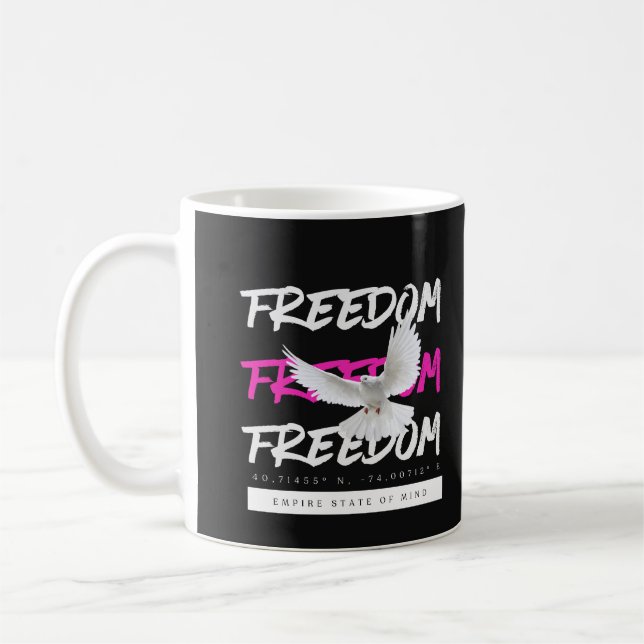Freedom Dove Urban Typografy Kaffeetasse (Links)