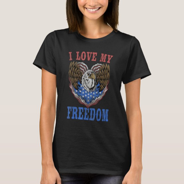 Freedom Eagle American Flag Patriotic 4th Of July  T-Shirt (Vorderseite)