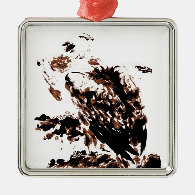 Freedom Eagles Silbernes Ornament (Vorne)