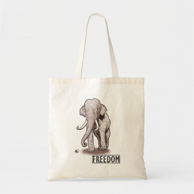 "Freedom" Elephant Tote Bag Tragetasche (Vorne)