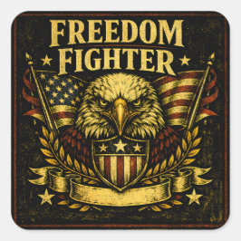 Freedom Fighter – American Defender Pride Quadratischer Aufkleber