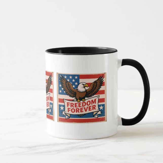 Freedom Forever American Flag Bald Eagle Tasse (Rechts)