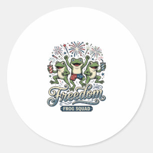 Freedom Frog Squad Vintage Patriotisches Shirt Des Runder Aufkleber