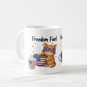 Freedom Fuel for Cat Mamas - Patriotic Cat & Coffe Kaffeetasse