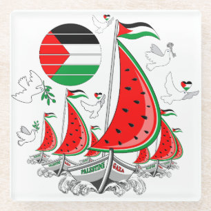 Freedom Global Sumud Flotilla Boats to Gaza Glasuntersetzer