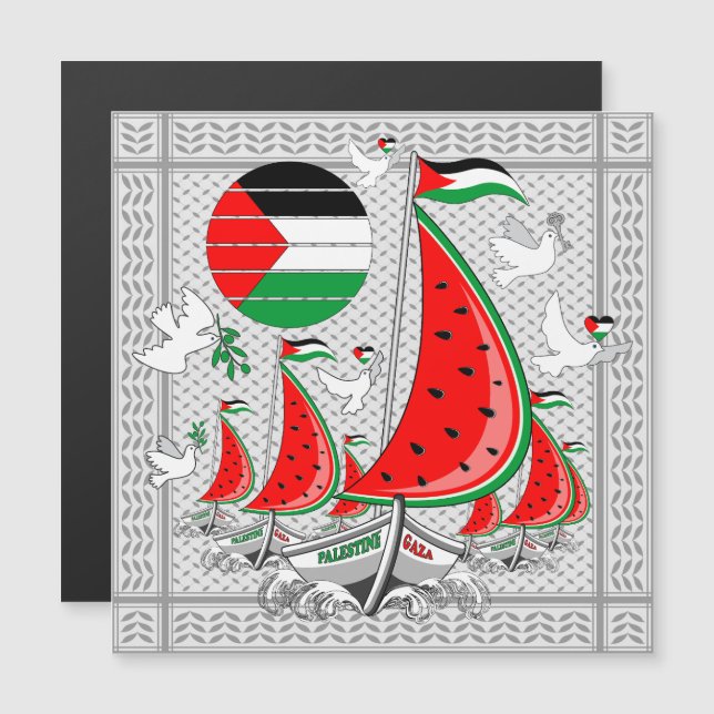 Freedom Global Sumud Flotilla Boats to Gaza Magneteinladung (Vorne/Hinten)