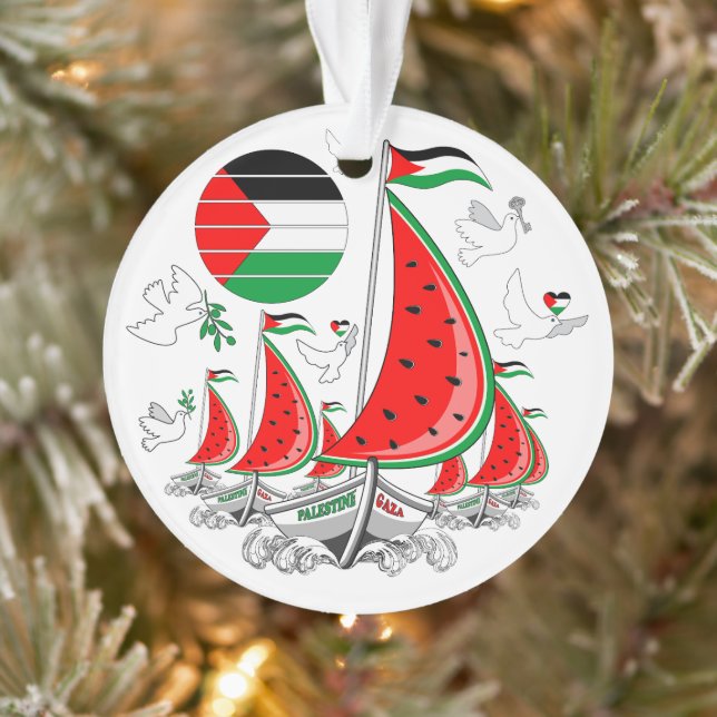 Freedom Global Sumud Flotilla Boats to Gaza Ornament (Baum)