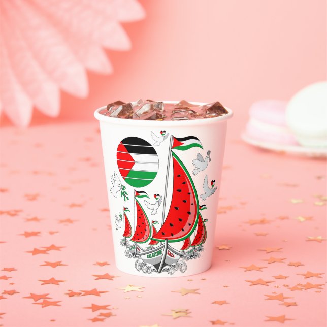 Freedom Global Sumud Flotilla Boats to Gaza Pappbecher (Insitu)