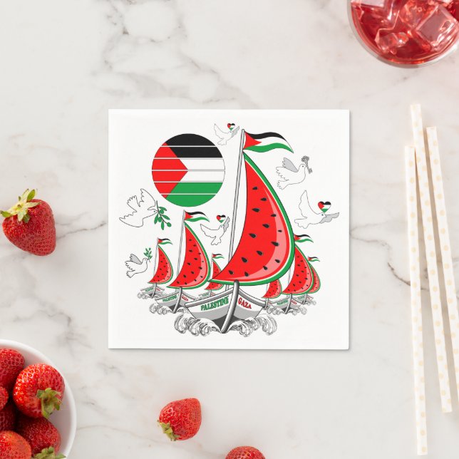 Freedom Global Sumud Flotilla Boats to Gaza Serviette (Beispiel)