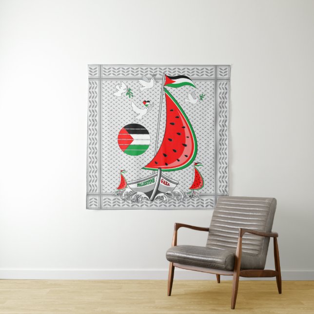 Freedom Global Sumud Flotilla Boats to Gaza Wandteppich (Beispiel)