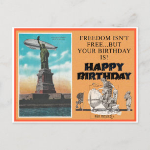 FREEDOM GLÜCKLICH BIRTHDAY GREETING POSTCARD POSTKARTE