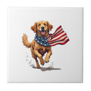 Freedom Golden Retriever Vintage Gravur T-Shirt Fliese