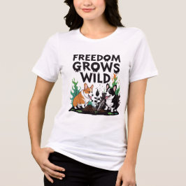 Freedom Grows Wild – Scary Corgi Gardening Cartoon Tri-Blend Shirt