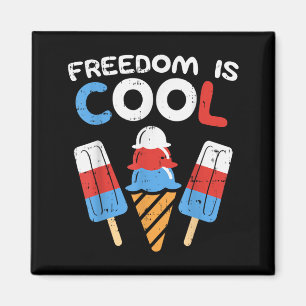 Freedom Is Cool Eiscreme Lustig USA 4. Juli Magnet