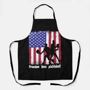 Freedom Liebe Pickleball 4. Juli Amerikanische Fla Schürze