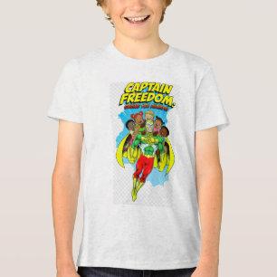 Freedom Man Cartoon-Kinder-T-Shirt – Cute Superhel Tri-Blend Shirt