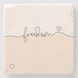 Freedom Minimalistische Typografie-Design Steinuntersetzer