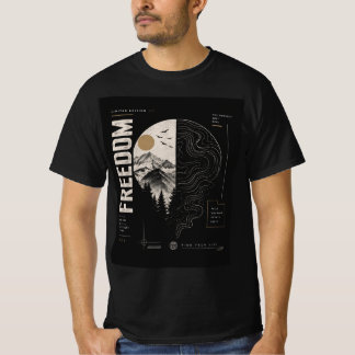 Freedom Mountain Topografisches Streetwear T-Shirt