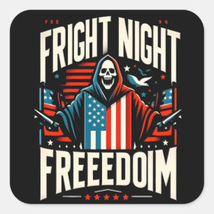Freedom Night Horror: Modernes amerikanisches Desi Quadratischer Aufkleber