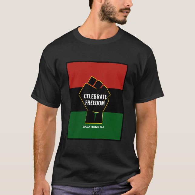 FREEDOM Pan African Christlich Juneteste T-Shirt (Vorderseite)