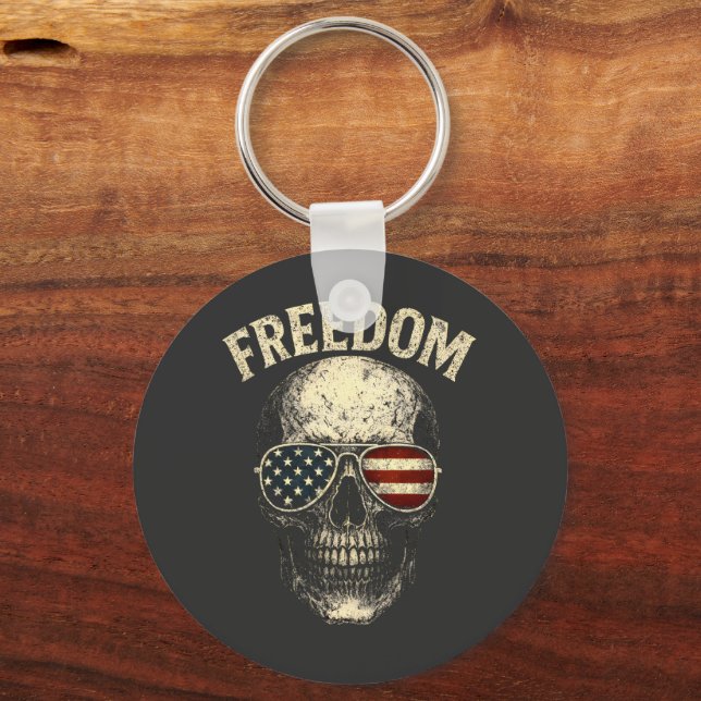 Freedom Patriotic Skull USA Schlüsselanhänger (Vorderseite)
