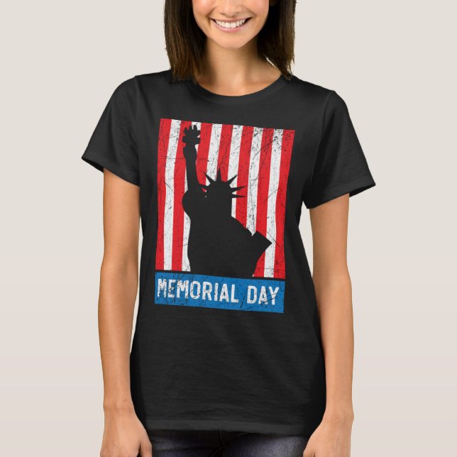 Freedom Patriotic Veteran USA Flag American Memori T-Shirt (Vorderseite)
