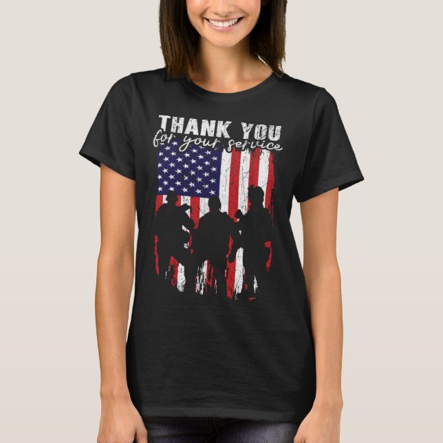 Freedom Patriotic Veteran USA Flag American Memori T-Shirt (Vorderseite)