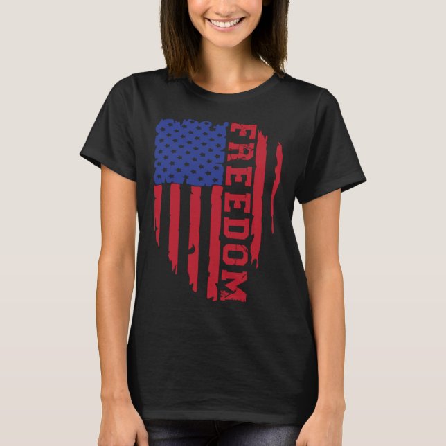 Freedom Patriotic Veteran USA Flag American Memori T-Shirt (Vorderseite)
