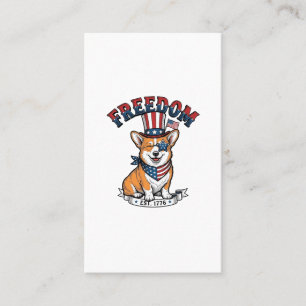 Freedom Patriotischer Corgi Vintage Gravur T-Shirt Visitenkarte