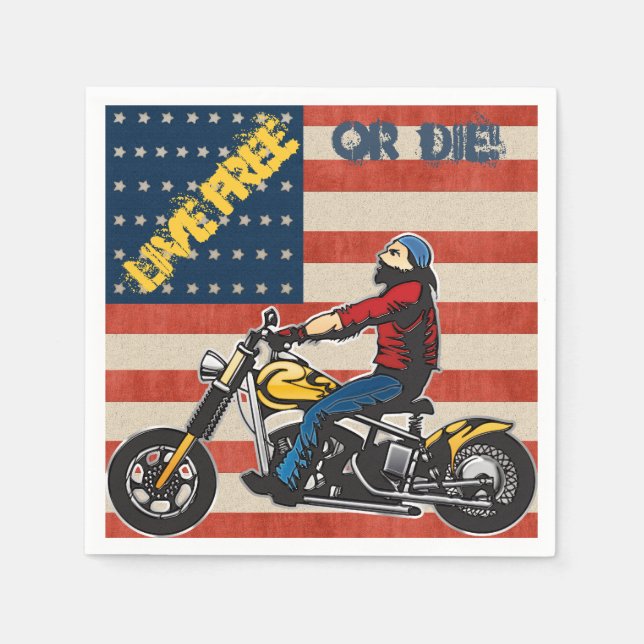 Freedom Rider Biker on USA Flag Paper Serviette (Vorderseite)