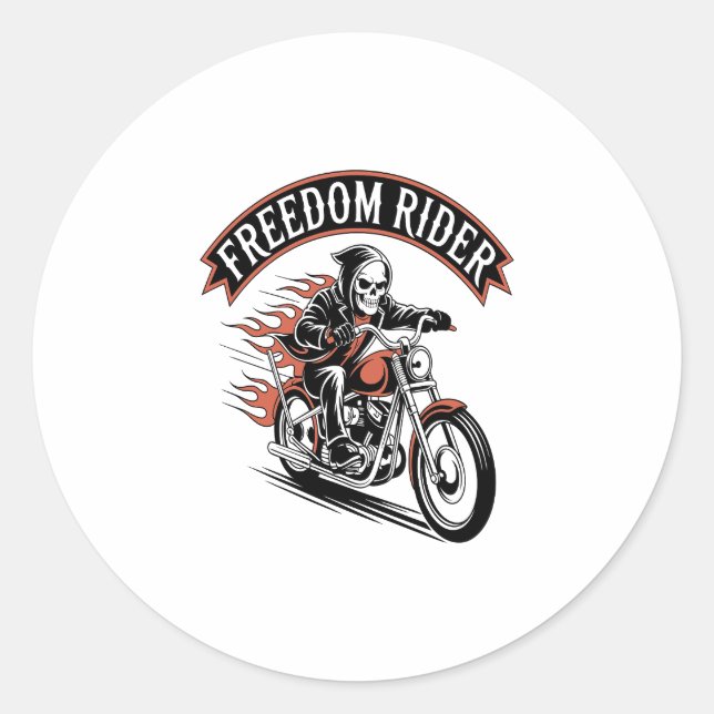 FreeDom Rider Biker Runder Aufkleber (Vorderseite)