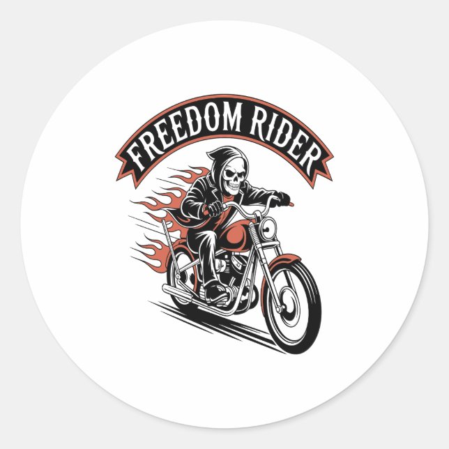 FreeDom Rider Biker Runder Aufkleber (Vorderseite)