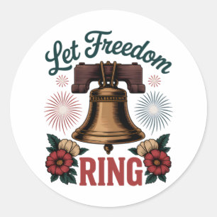 Freedom Ring Bell Patriotic gelassen Runder Aufkleber
