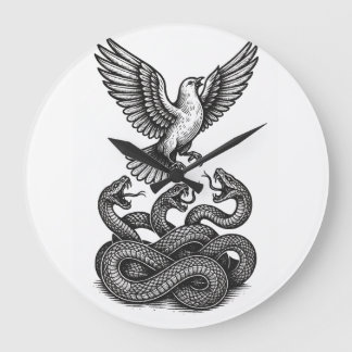 Freedom Rises: Dove vs. Viper Clock Art Große Wanduhr
