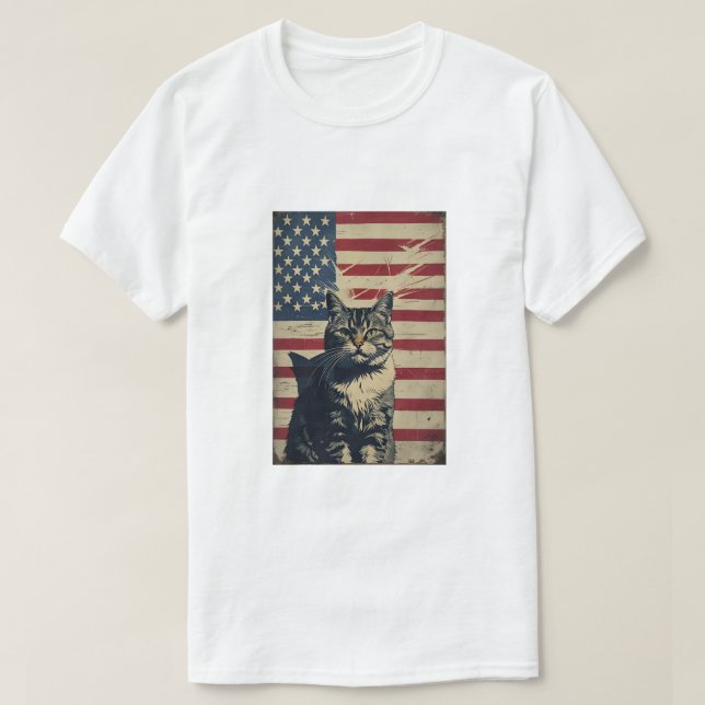 Freedom Scratcher - Patriotic Cat T - Shirt (Design vorne)