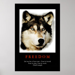 Freedom Spirit Motivierend Wolf Eyes Poster
