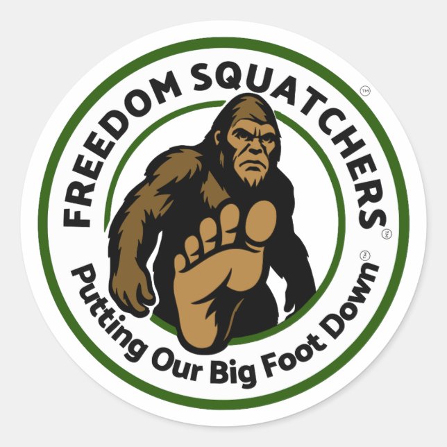 Freedom Squatchers "Big Foot Down" Round Sticker (Vorderseite)