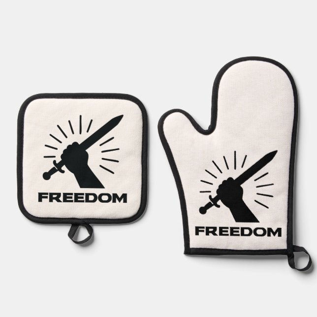 freedom sword graphic ofenhandschuh & Topflappen-Set (Vorderseite)