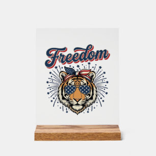 Freedom Tiger Patriotisches Vintage Gravur Shirt_1 Acrylschild