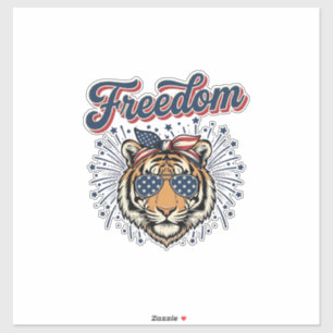 Freedom Tiger Patriotisches Vintage Gravur Shirt_1 Aufkleber