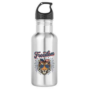 Freedom Tiger Patriotisches Vintage Gravur Shirt_1 Edelstahlflasche