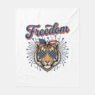 Freedom Tiger Patriotisches Vintage Gravur Shirt_1 Fleecedecke