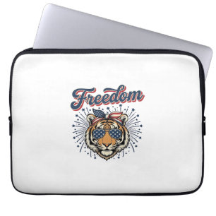 Freedom Tiger Patriotisches Vintage Gravur Shirt_1 Laptopschutzhülle