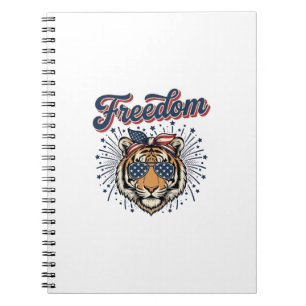 Freedom Tiger Patriotisches Vintage Gravur Shirt_1 Notizblock