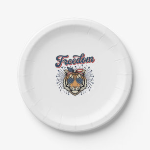 Freedom Tiger Patriotisches Vintage Gravur Shirt_1 Pappteller
