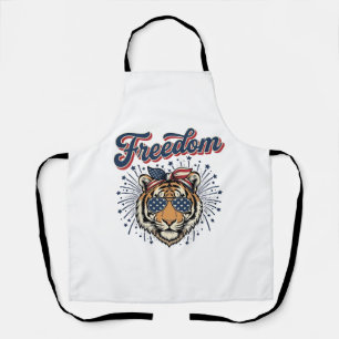 Freedom Tiger Patriotisches Vintage Gravur Shirt_1 Schürze